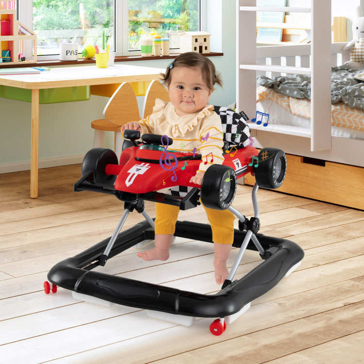 Coureur de côte pour bébés - Hauteur réglable - Avec musique - Max. 12 kg - Rouge