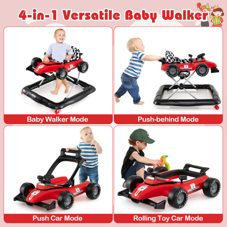 Coureur de côte pour bébés - Hauteur réglable - Avec musique - Max. 12 kg - Rouge