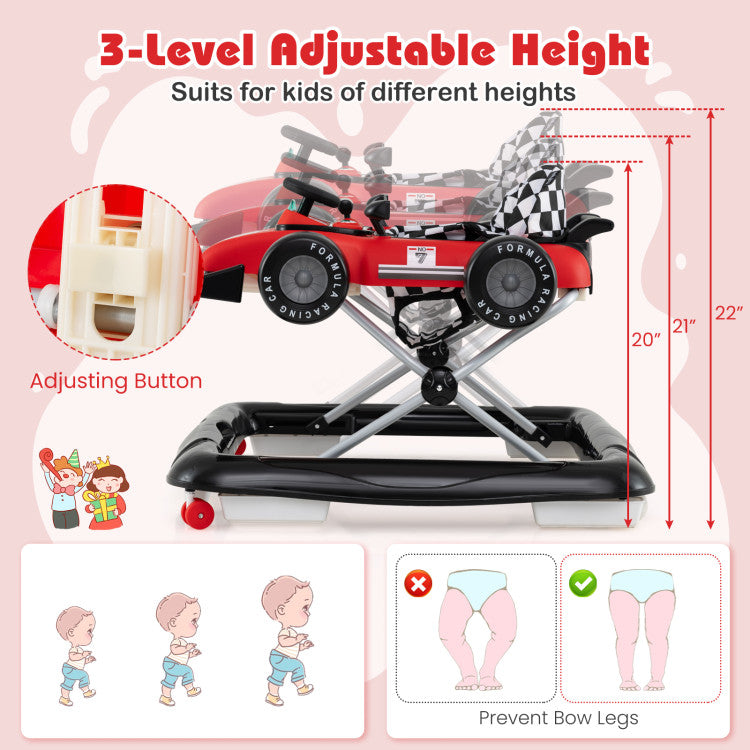Coureur de côte pour bébés - Hauteur réglable - Avec musique - Max. 12 kg - Rouge