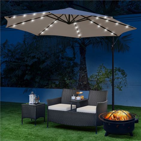 Banc de jardin Yaheetech pour 2 personnes - Avec tablette centrale en verre - 131 x 65,5 x 85 cm - Noir/beige