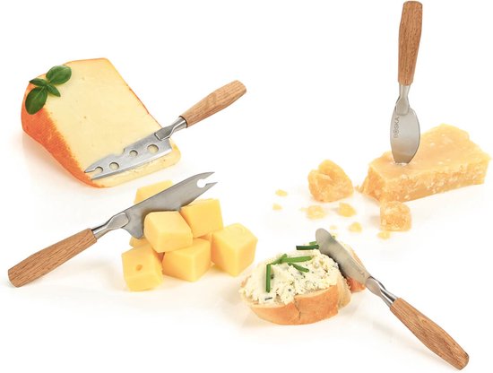 Boska Cheese Knife Set Mini Oslo - 4 pièces - Chêne et acier inoxydable - Pour tous types de fromages