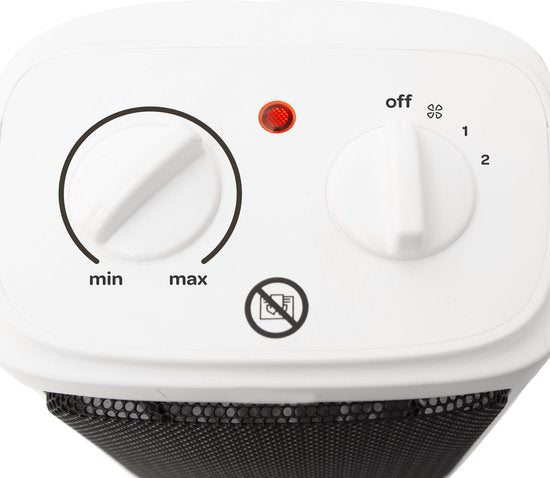Inventum KC221W - Radiateur électrique céramique - Pose libre - Mode ventilateur - Jusqu'à 60 m3 - Blanc/Noir