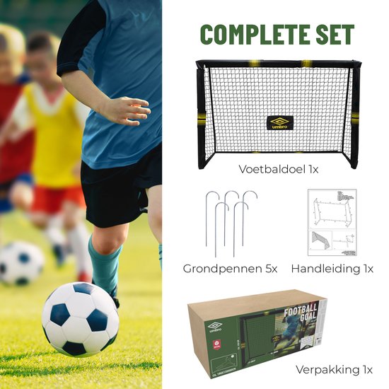 But de football Umbro - 180 x 120 x 60cm - But de football grand format - métal - noir/jaune