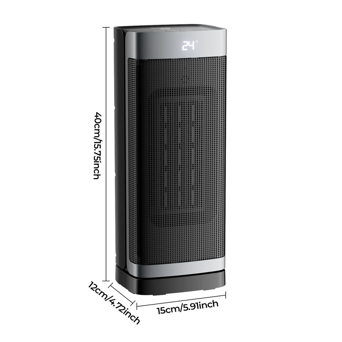 Radiateur céramique Totopia 2000 W - Chauffage électrique PTC avec télécommande - Minuterie 12 h - Oscillation - 40 × 15 × 12 cm - Noir