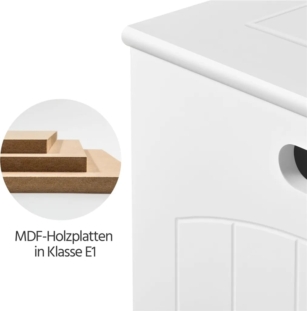 Panier à linge Yaheetech avec couvercle 96 L - Blanc - Panier à linge en bois avec espace de rangement