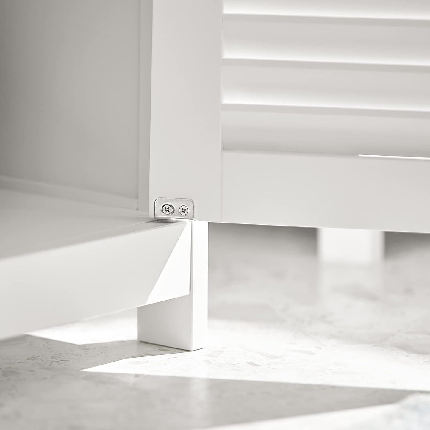 SoBuy Meuble lavabo - 2 portes et 2 étages - Blanc - 60x35x58cm