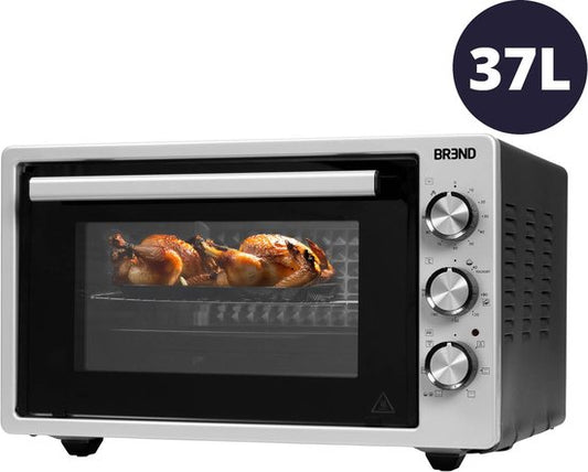BREND BR-2210 Four électrique à poser - 37 litres - Mini four - 1500W - avec fonction autonettoyante - 90 min. Minuterie - Accessoires inclus - jusqu'à 240 degrés - acier inoxydable