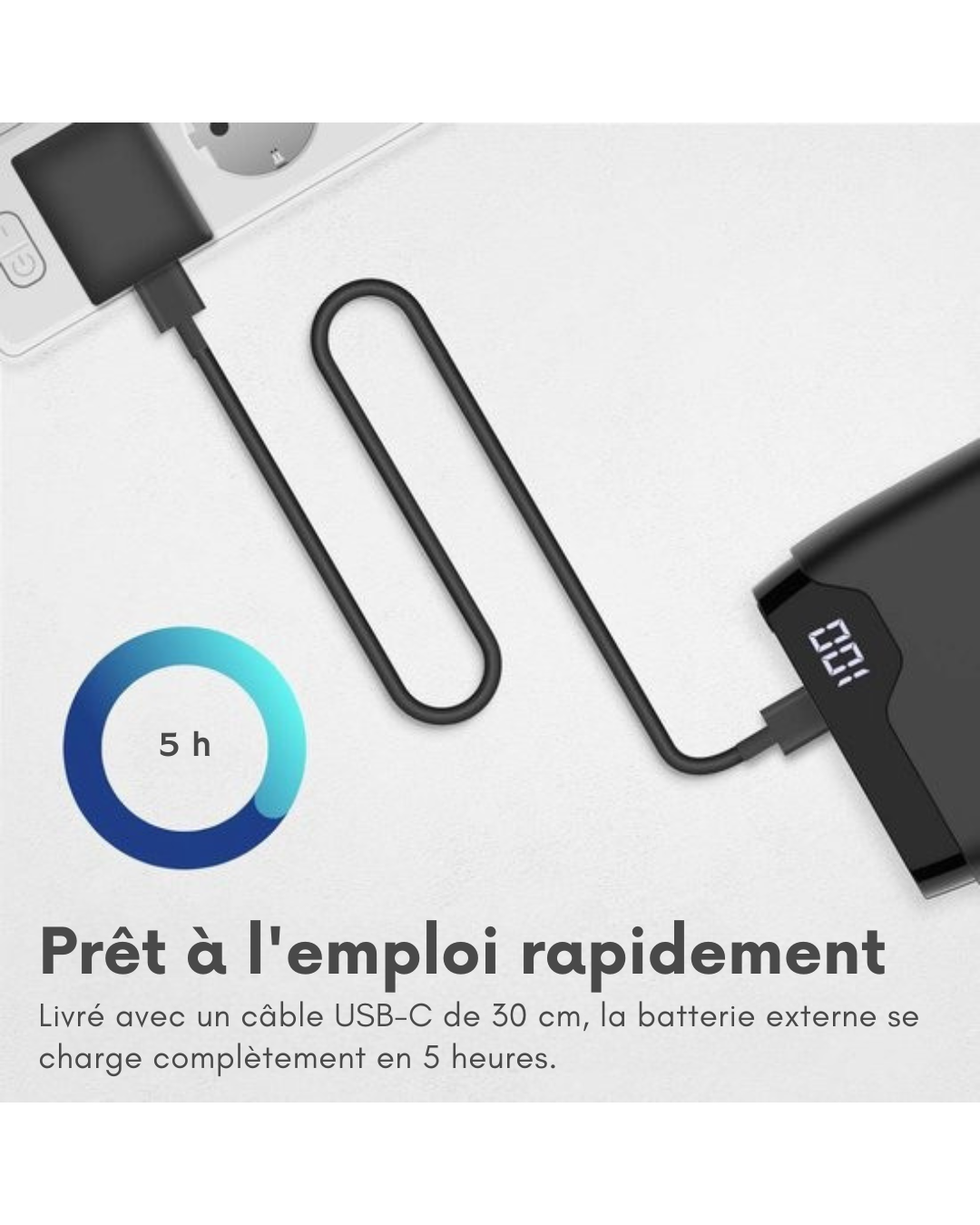 Batterie externe - imoshion - 20000 mAh - Chargeur rapide 22,5W - USB-C & USB-A - Powerbank Powerbank adapté à iOS/Android - Noir