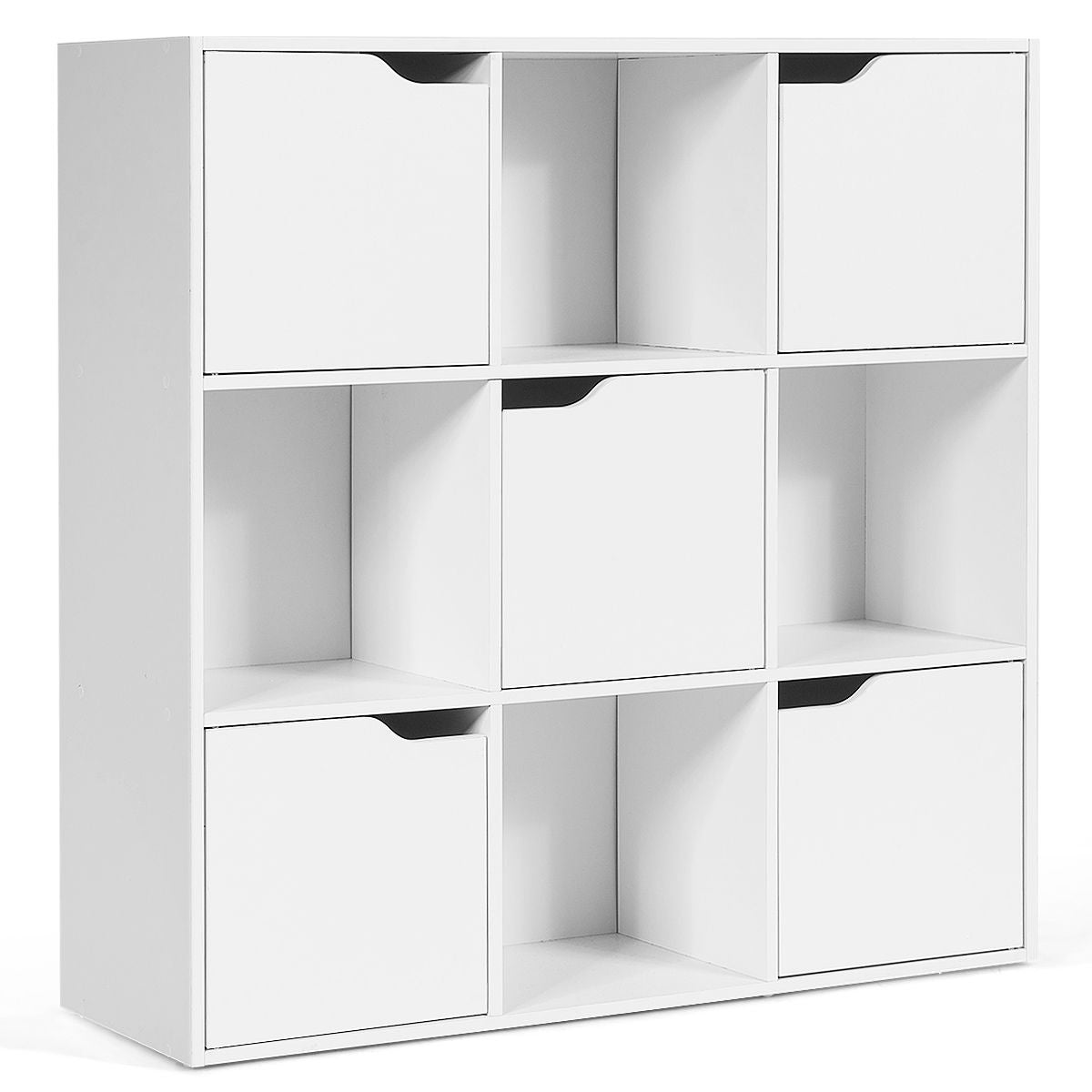 Coast Etagère de rangement à 9 compartiments avec portes - Bois - 90 x 29 x 90 cm - Blanc
