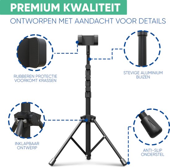 Serve Tablet Stand - Tripod Holder Tripod for Smartphone & Tablet - Incl. Carrying Bag & Bluetooth Remote - iPad Tablet Holder Lectern Aluminium - Black