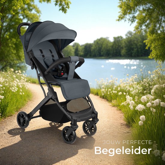 tectake® Buggy Pushchair Finn - Poussette pliante légère - Pliable et avec capote pliante - Protection solaire - Capacité de charge 15kg - Anthracite