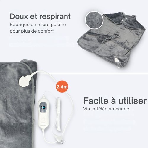 Oreiller chauffant - Lifeproducts - Oreiller électrique avec 9 niveaux de chaleur - Tapis chauffant électrique - Chauffe le cou, les épaules et le bas du dos - 100W