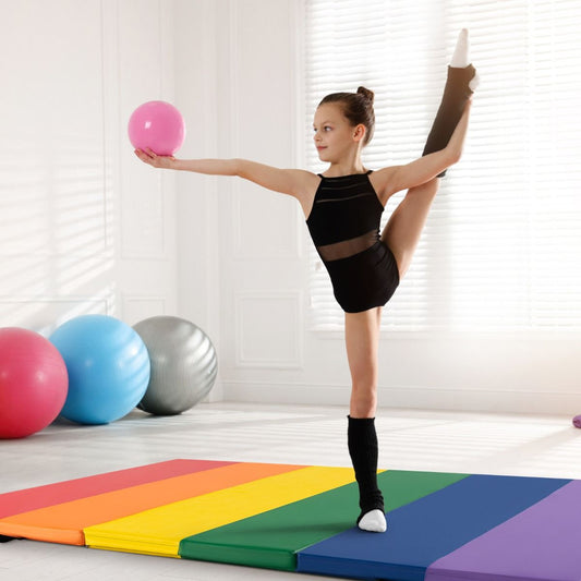 Tapis de gymnastique pliable Coast - Pliable en 3 parties - Tapis de gymnastique de 180 cm - multicolore