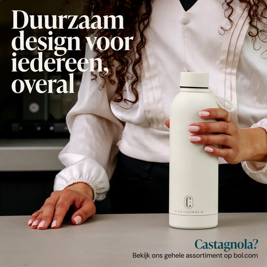 Bouteille d'eau Castagnola - Bouteille en acier inoxydable 500 ML - Thermos en acier - Bouteilles pour adultes - Double paroi - Blanc cassé