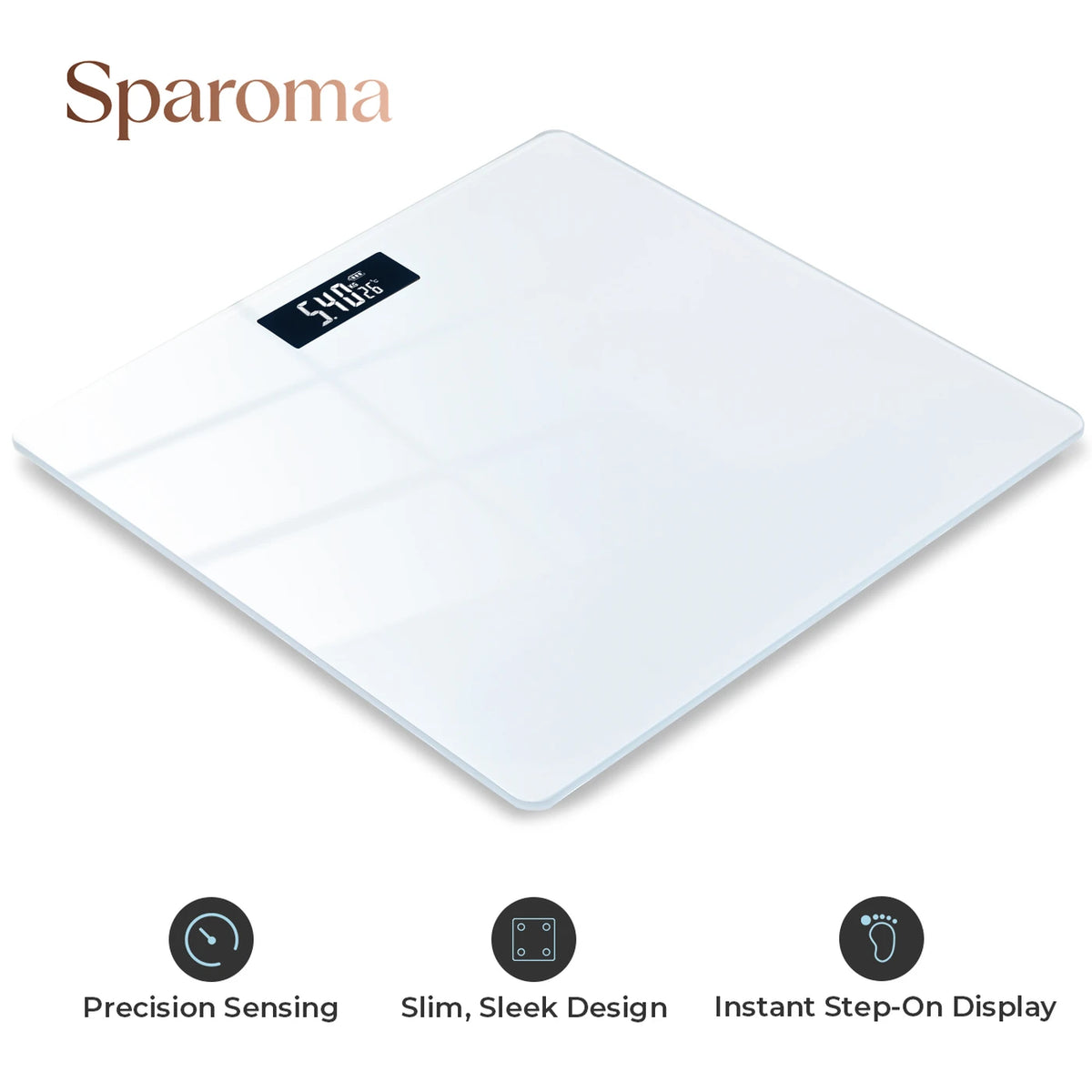 Pèse-personne Sparoma AD-26 - Pèse-personne numérique - 180 kg - Précision de 0,05 kg - Blanc - 26 x 26 cm