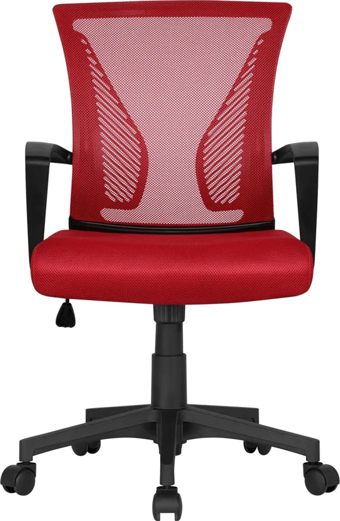 Chaise de bureau ergonomique Yaheetech 60 x 60 x 91-100,5 cm - Rouge - Chaise pivotante réglable avec dossier en maille