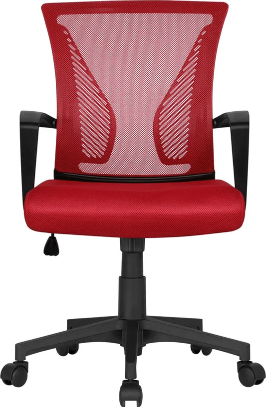 Chaise de bureau ergonomique Yaheetech 60 x 60 x 91-100,5 cm - Rouge - Chaise pivotante réglable avec dossier en maille