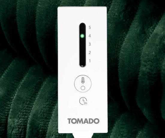 Tomado TEB1804G - Couverture électrique - Couverture à enrouler - Couverture chauffante - Tissu polaire ultra-doux - 180 x 130 cm - Vert