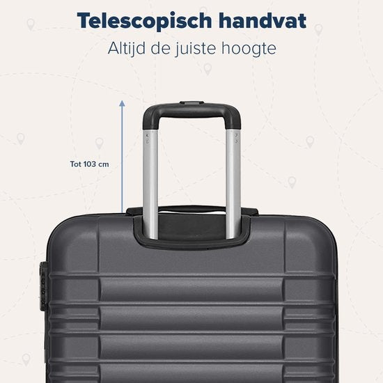 TRVLMORE Set de valises - 3 pièces - 38L (bagage à main) + 70L + 110L - Gris foncé