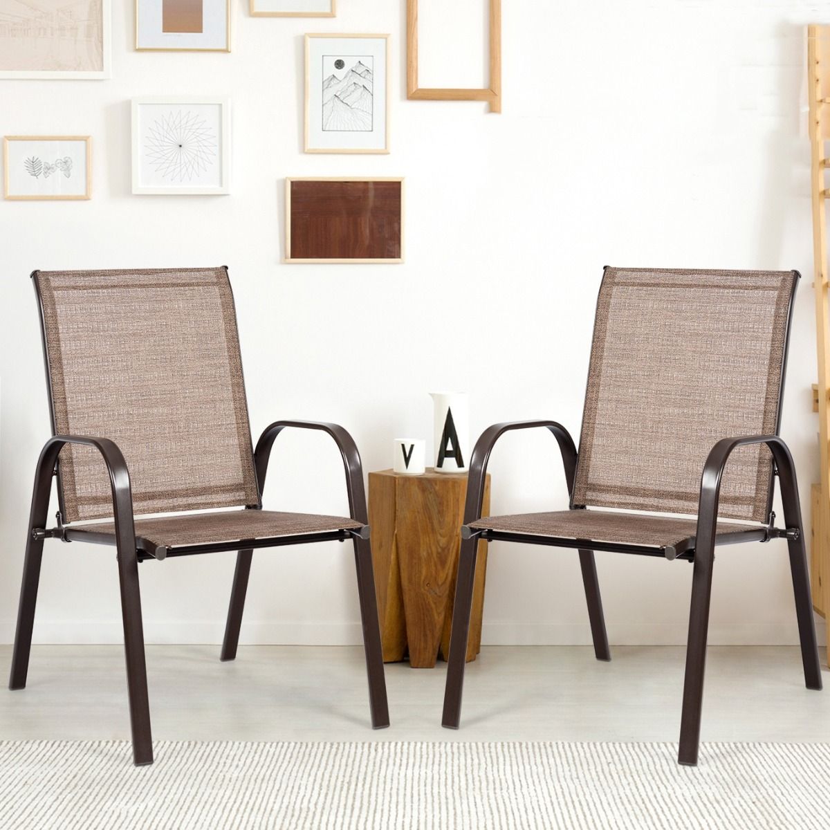 Ensemble de deux chaises de jardin Coast - tissu respirant - structure métallique renforcée - beige