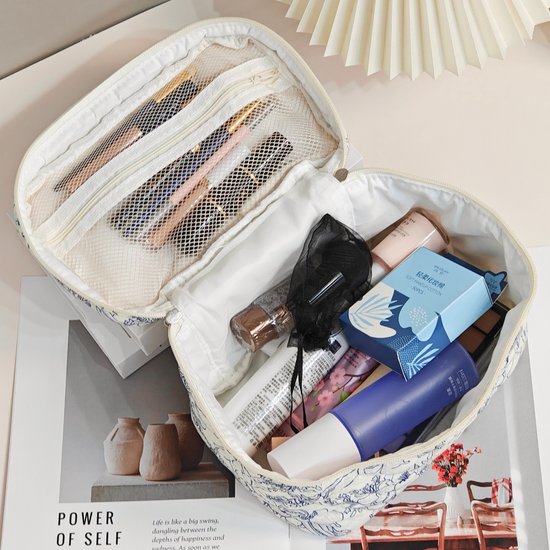 Skycases Travel Essentials - Trousse de maquillage 3 pièces - Coton écologique - Organisateurs floraux matelassés - Spacieuse, durable et idéale pour les voyages