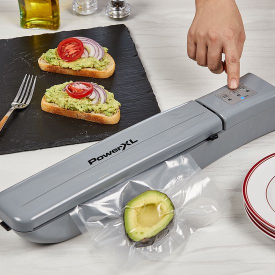 Lot de 2 récipients sous vide Duo NutriSealer - Conservation des aliments grâce à la technologie du vide, adaptés au micro-ondes et au congélateur, étanches avec réglage de la date