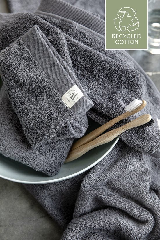 Walra Washand Remade Cotton - 2 x 16 x 21 - 100 % coton, dont 70 % recyclé - Gris / Anthracite