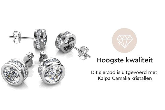 Yolora Boucles d'oreilles pour dames avec cristaux ronds Kalpa Camaka - couleur argent - plaqué or blanc 18K - Cadeau de fête des mères