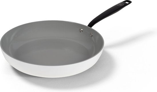 BE Living Essential Poêle à frire - Ø 28 cm - Céramique - Sans PFAS - Induction - Blanc