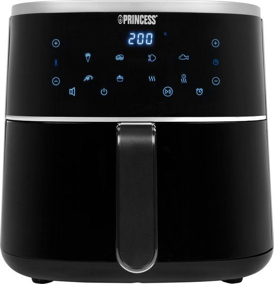 Friteuse à air chaud numérique Princess 182238 - 4 litres - Sans PFAS - Grand format - Friteuse à air chaud - Noir - Écran tactile numérique - 8 programmes automatiques - Grille réglable en hauteur incluse
