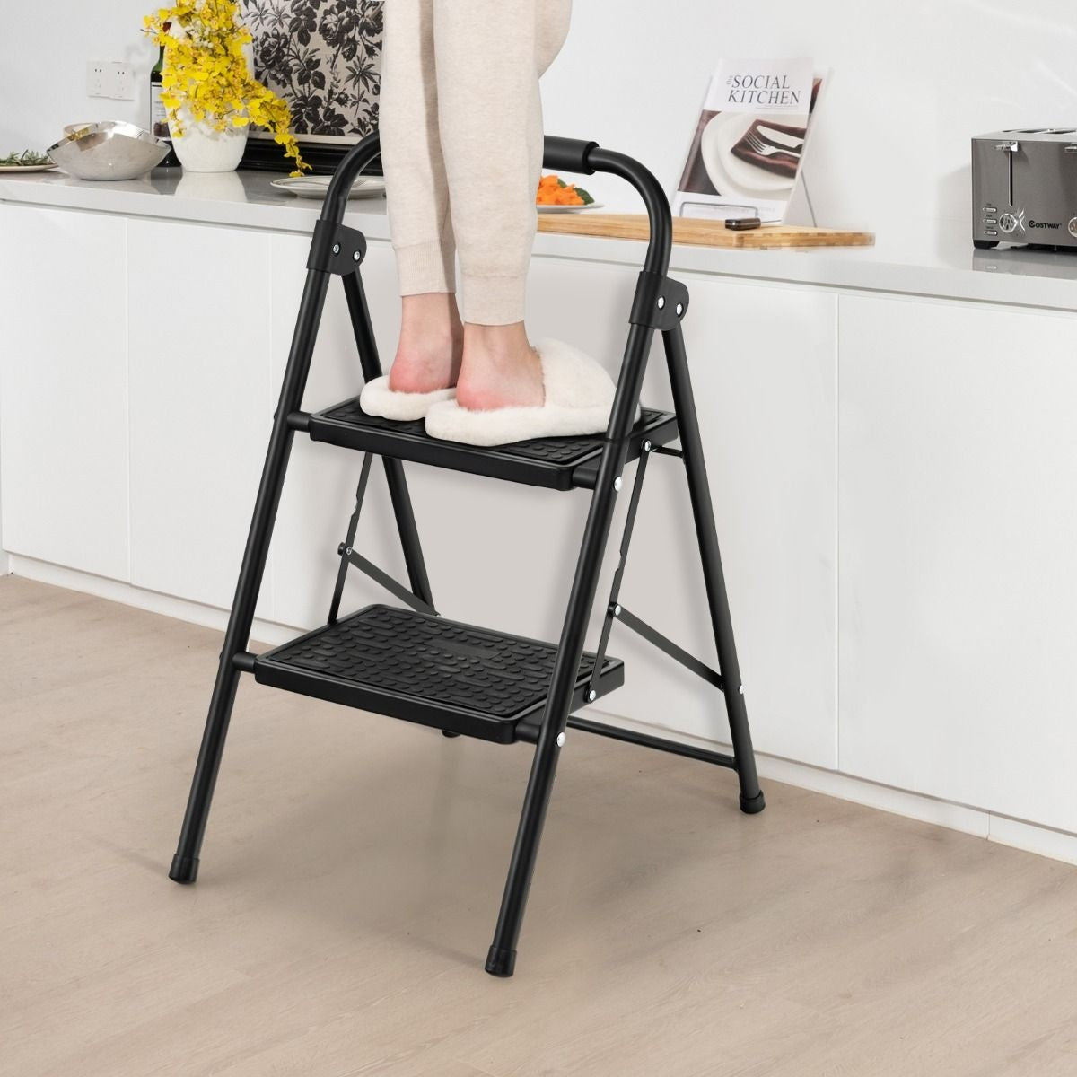 Échelle de cuisine Coast - 2 marches - Max 265 kg - 47 x 39 x 71 cm - Noir