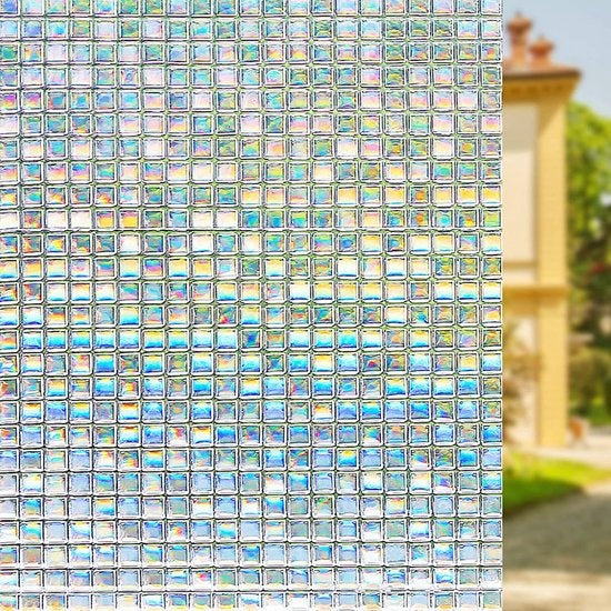 Homewell Film pour fenêtre HR++ 60x200cm - Solaire et isolant - Statique - Mosaïque arc-en-ciel