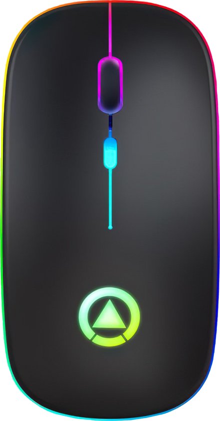 Techvavo® Wireless Mouse Laptop - Souris d'ordinateur - Souris rechargeable - Eclairage LED - Souris sans fil silencieuse - Convient pour les jeux - Noir