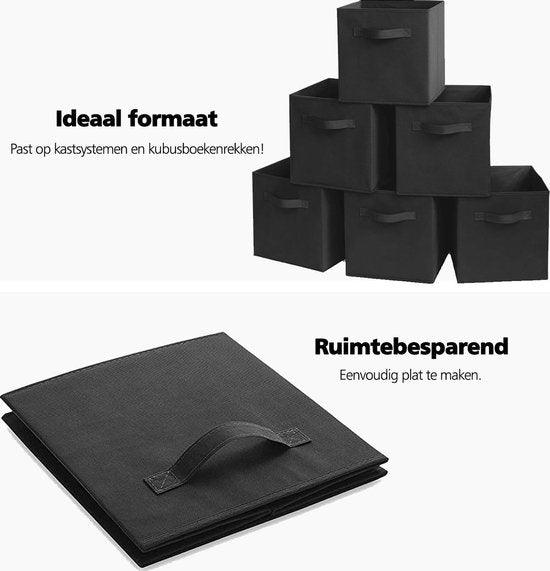 SWILIX® Panier de rangement multifonctionnel / Boîte de rangement - organiseur de placards - 6 pièces - 20 L - Noir
