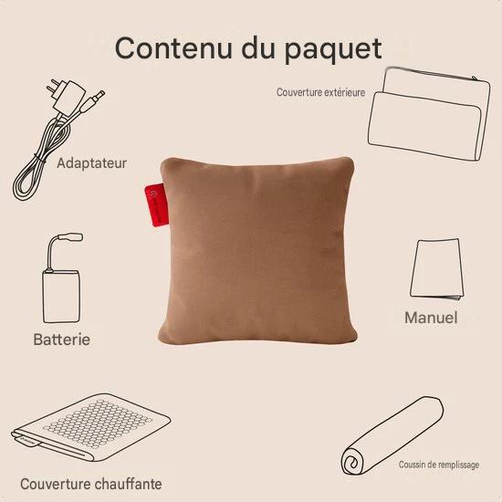 Auronic Oreiller chauffant - Classic - 45x60 - Sans fil - Rechargeable - Oreiller électrique - Infrarouge - Rose poudré