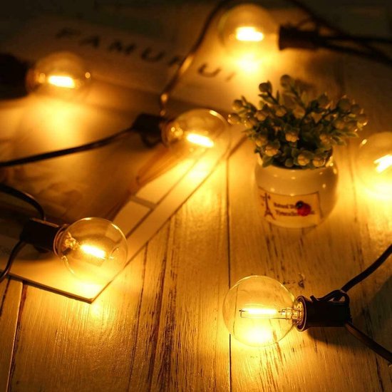 a sunny day Guirlande lumineuse d'extérieur - Guirlande lumineuse - Comprend 25 ampoules XL Led pour l'extérieur - 7,5 mètres - Cordon à piquer - Guirlande lumineuse d'intérieur - Guirlande lumineuse de jardin - Lumière blanc chaud