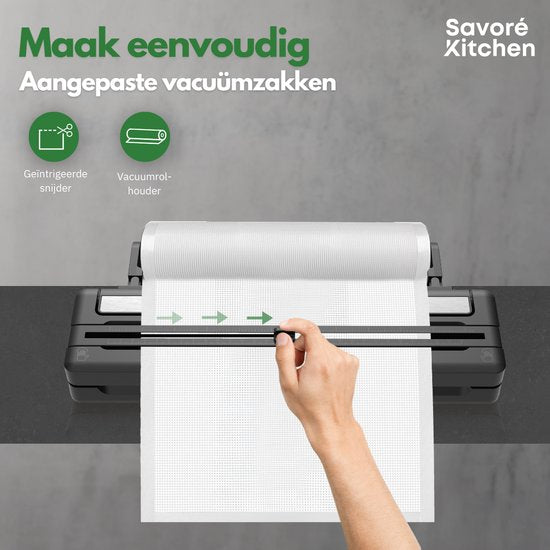 Savoré Kitchen ProSeal Vacuum Sealer with Slicer and Roller Holder - Machines sous vide - Foodsaver - Seal Device - Vacuum Sealer - Vacuum Machine