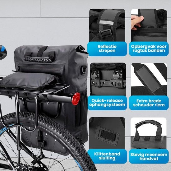 Avalo Bicycle Bag - Sac à dos/Sac à bandoulière/Sac à vélo - 25L - Imperméable - Noir