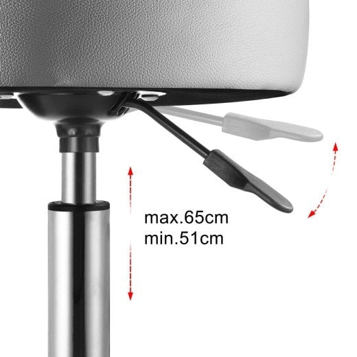 Tabouret de bureau Casaria - tabouret à roulettes - Hauteur Réglable - Rotation à 360° - Gris