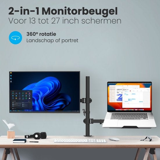 Auronic Monitor Arm - 2 écrans - 13 à 27 pouces - réglable - acier - noir