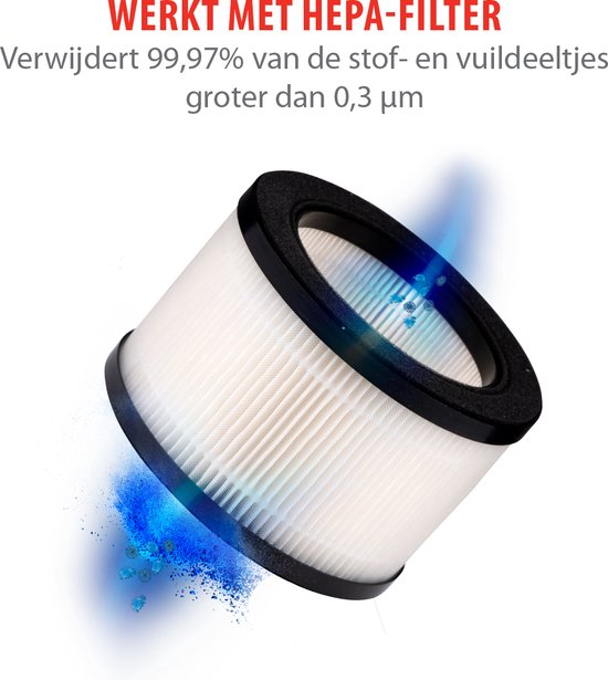 Purificateur d'air Alpina avec filtre HEPA H13 - Purificateur d'air avec ioniseur pour pièces de 5 à 10 m² - Débit d'air de 60 m³/h - Purificateur d'air à 3 vitesses - 230 V/12 W - Blanc