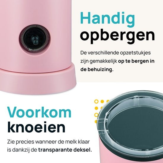 MOA Mousseur à lait électrique - Sans BPA - Pour faire mousser et chauffer - Rose - MF5P