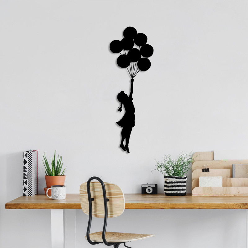 Wallity Wall Deco Banksy Décoration murale - Métal - 34 x 100 CM - Noir
