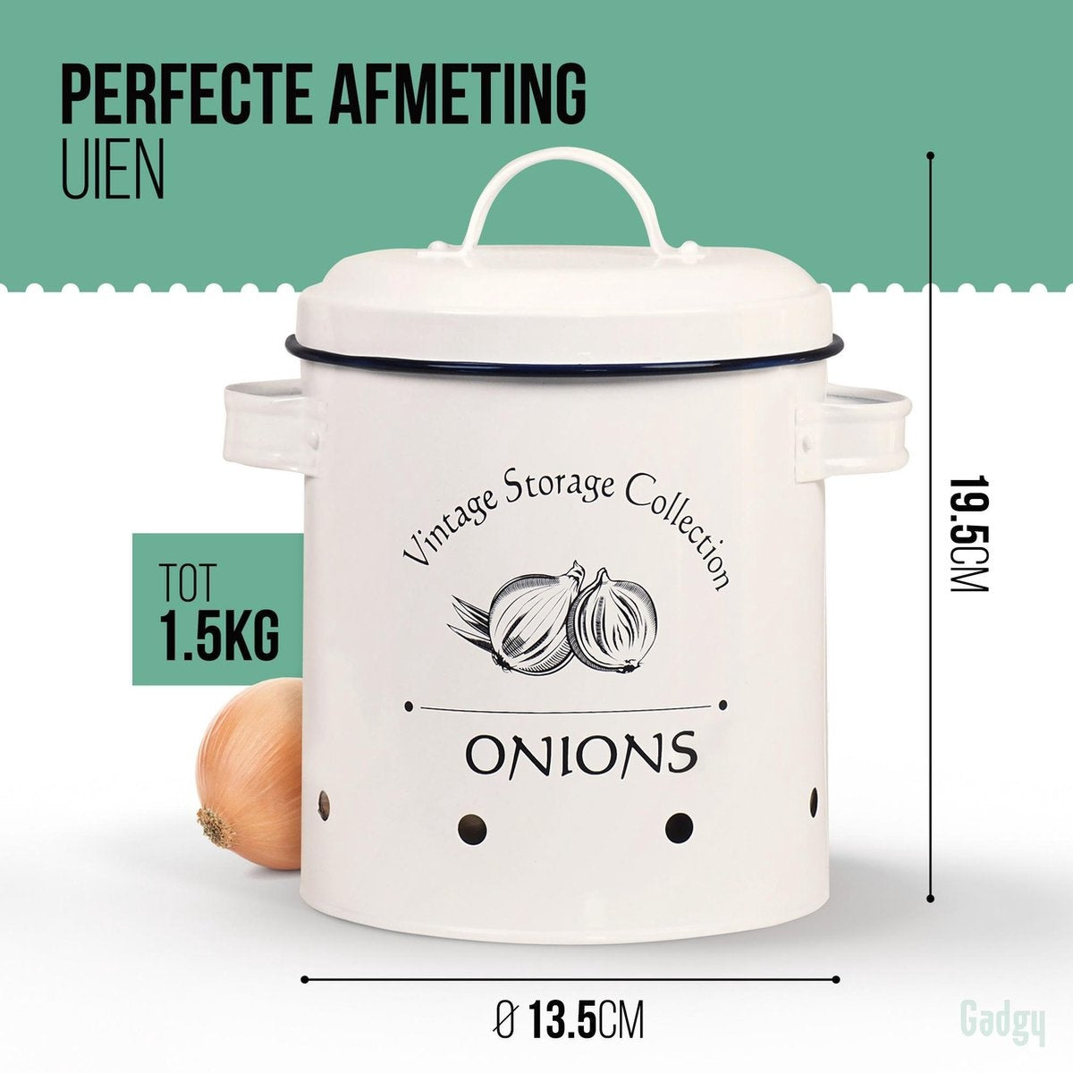 Set de marmites Gadgy : marmite à pommes de terre, marmite à oignons et marmite à ail - 3 marmites avec couvercle - boîte de rangement