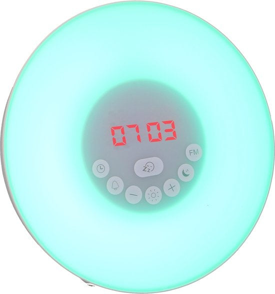 Grundig Wake Up Light - Veilleuse avec affichage de l'heure - Alarme lumineuse avec radio FM et sons naturels
