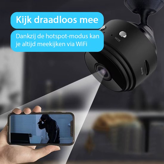 Mini caméra espion cachée Tech Essentials - 1080p - Avec application Wi-Fi - Micro caméra de sécurité secrète - Intérieur - Espionnage - Caméra de surveillance pour nounou - Appareil d'écoute - Noir