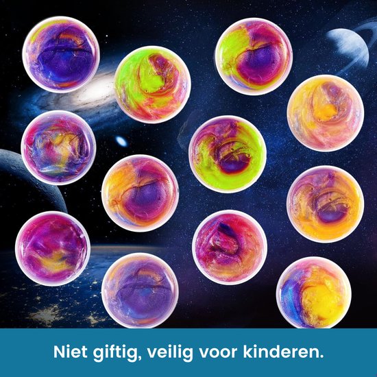 Partizzle 24x Galaxy Slime Pack - Universe Astronaut Handout Gifts - Grabbelton Making Slime Toys - Treat Gifts for Kids - Coloured