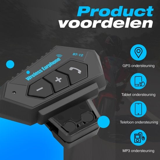 Garpex® Casque de moto - Bluetooth - Intercom - Communication - Haut-parleur - Appel mains libres - Facile à utiliser