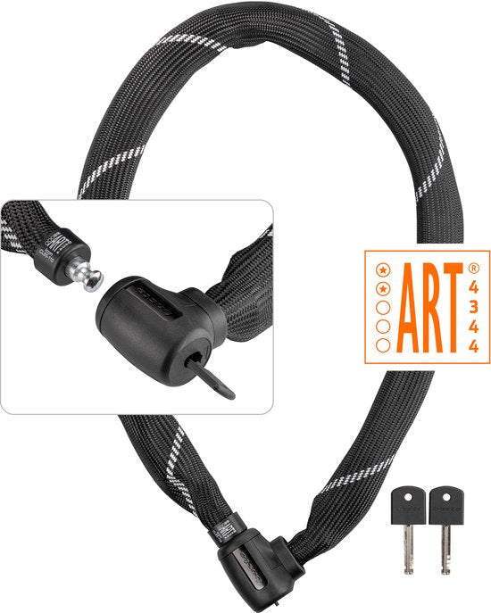 Antivol à chaîne Basta - ART 2 - Chaîne en acier trempé - Antivol certifié pour vélos électriques et fatbikes - 110 cm de long