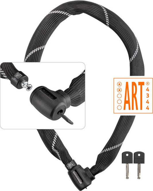 Antivol à chaîne Basta - ART 2 - Chaîne en acier trempé - Antivol certifié pour vélos électriques et fatbikes - 110 cm de long